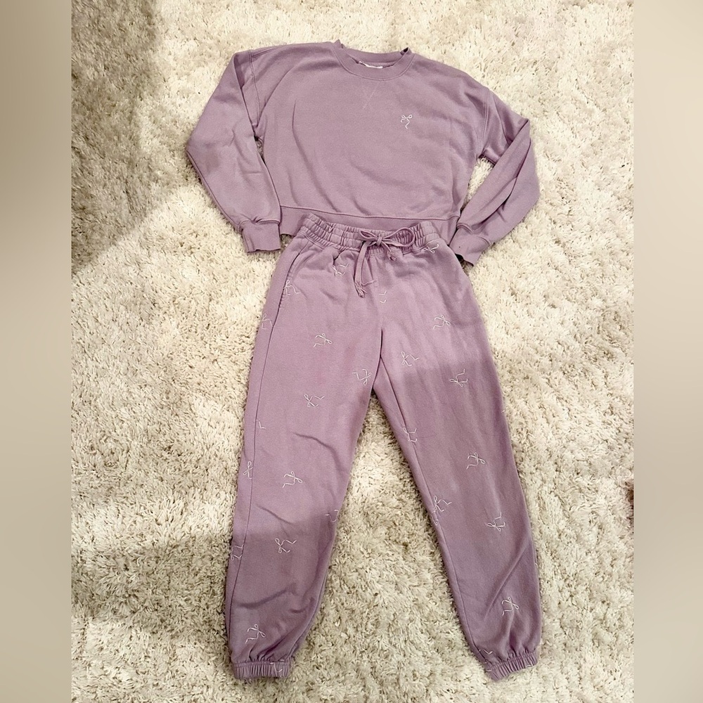 Pink Rose Lilac girl’s sweatpants, and sweatshirt